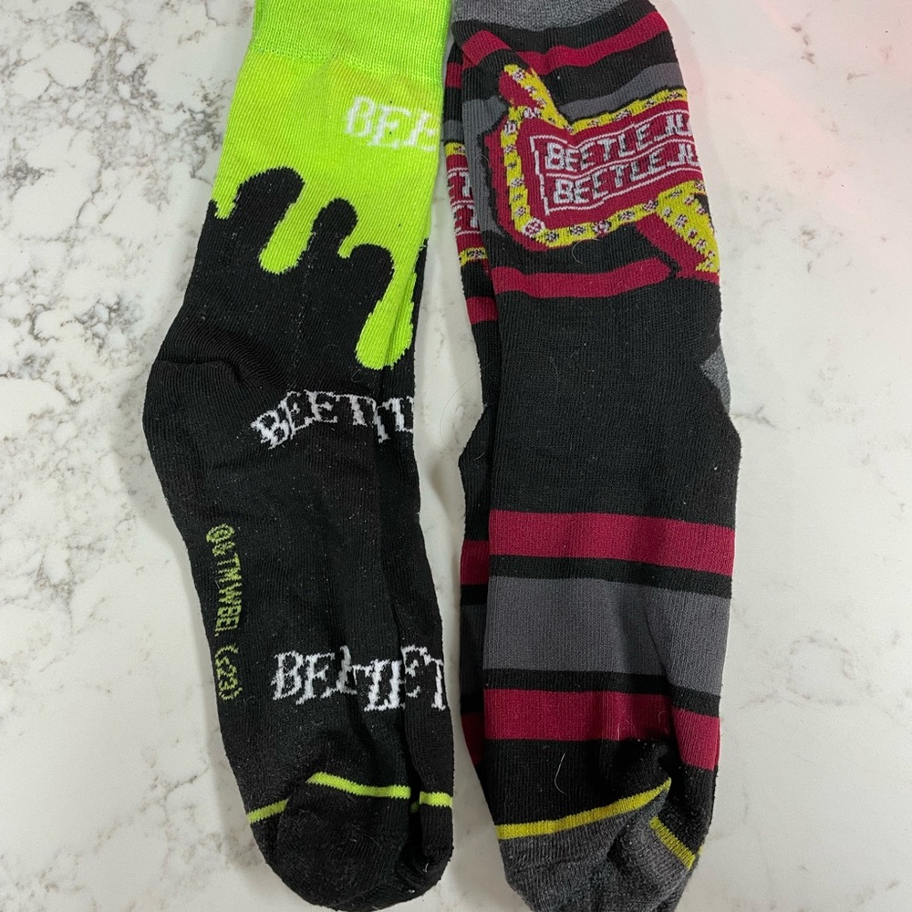 Beetlejuice Beetlejuice Themed Men's Socks - Black and Green